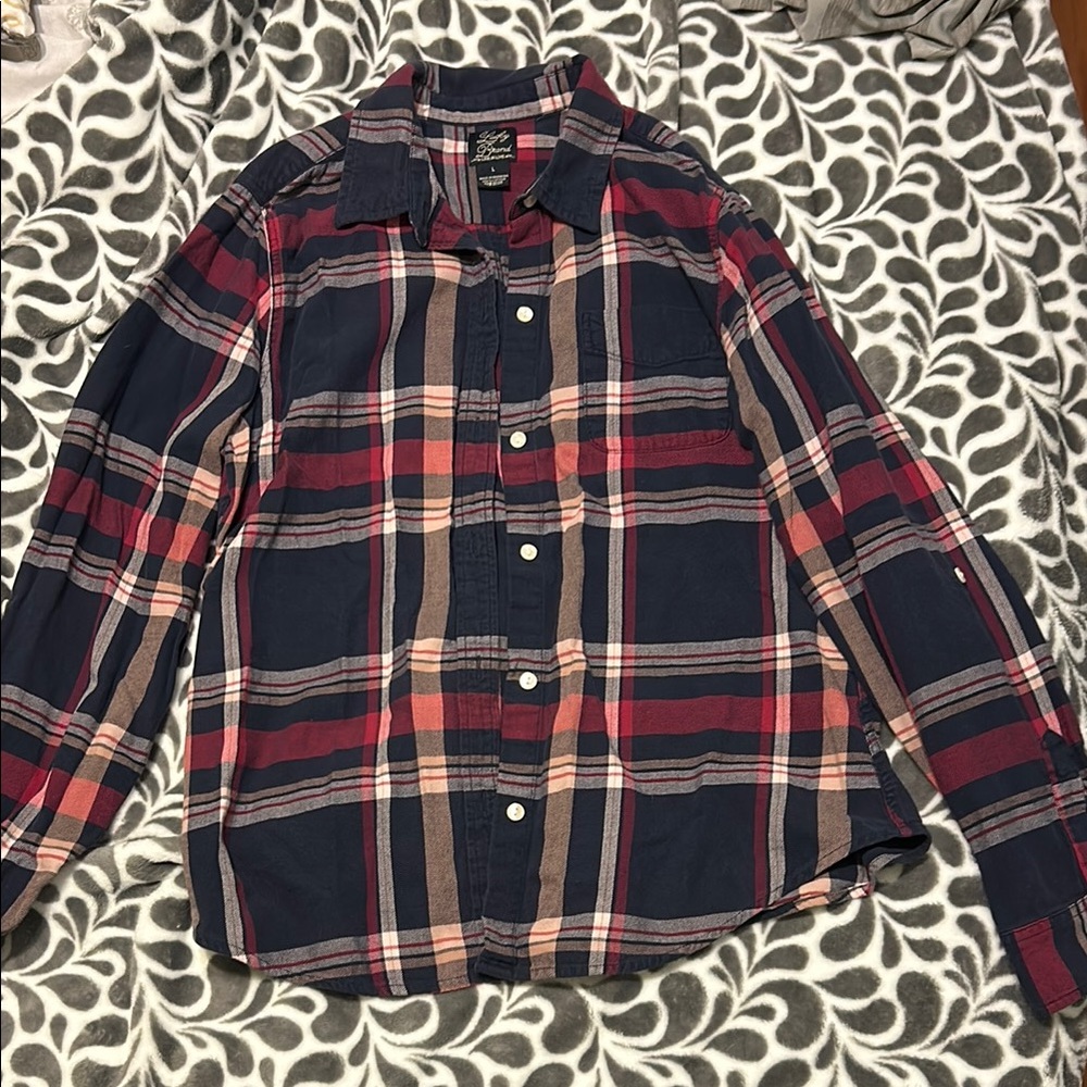 Plaid Button-Up Shirt